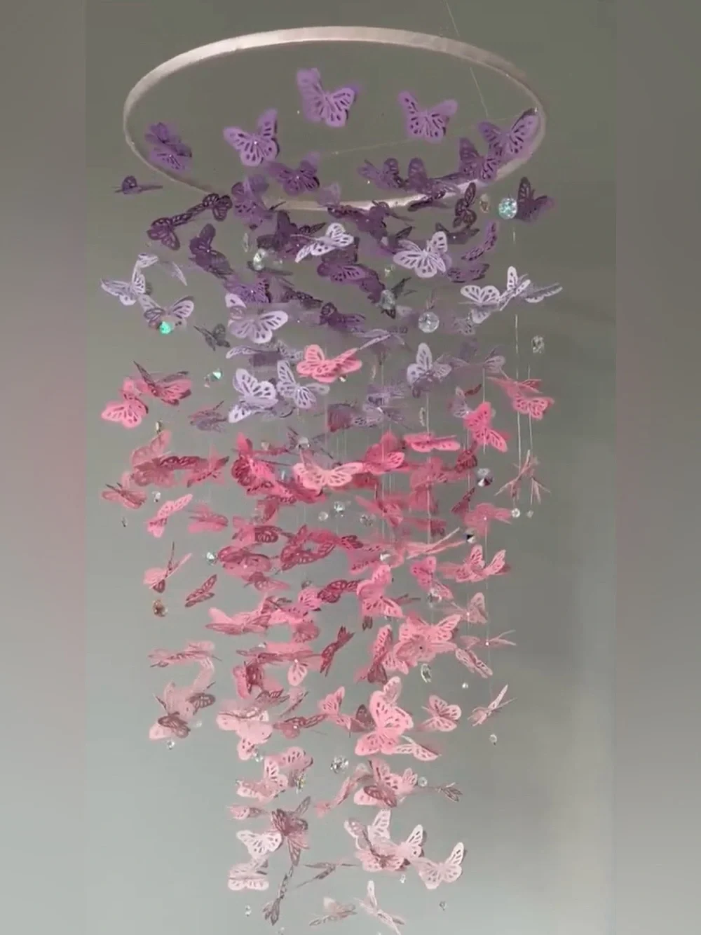 Purple and Pink Butterfly Ribbon Baby Mobile